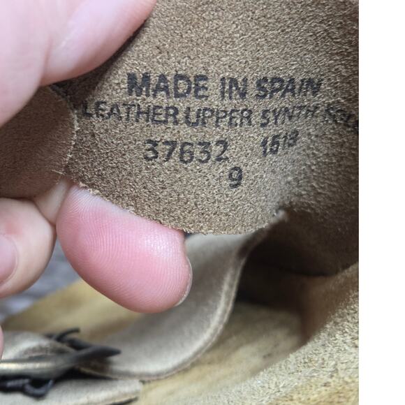 Lands End Women's Tan Leather Double Strap Slip On Comfort Sandal Size 9 - Picture 5 of 6